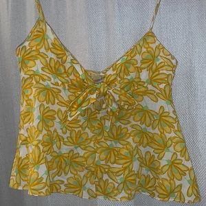 Zara Tank | Yellow, Orange, Green loose floral pattern | Tie in the Front